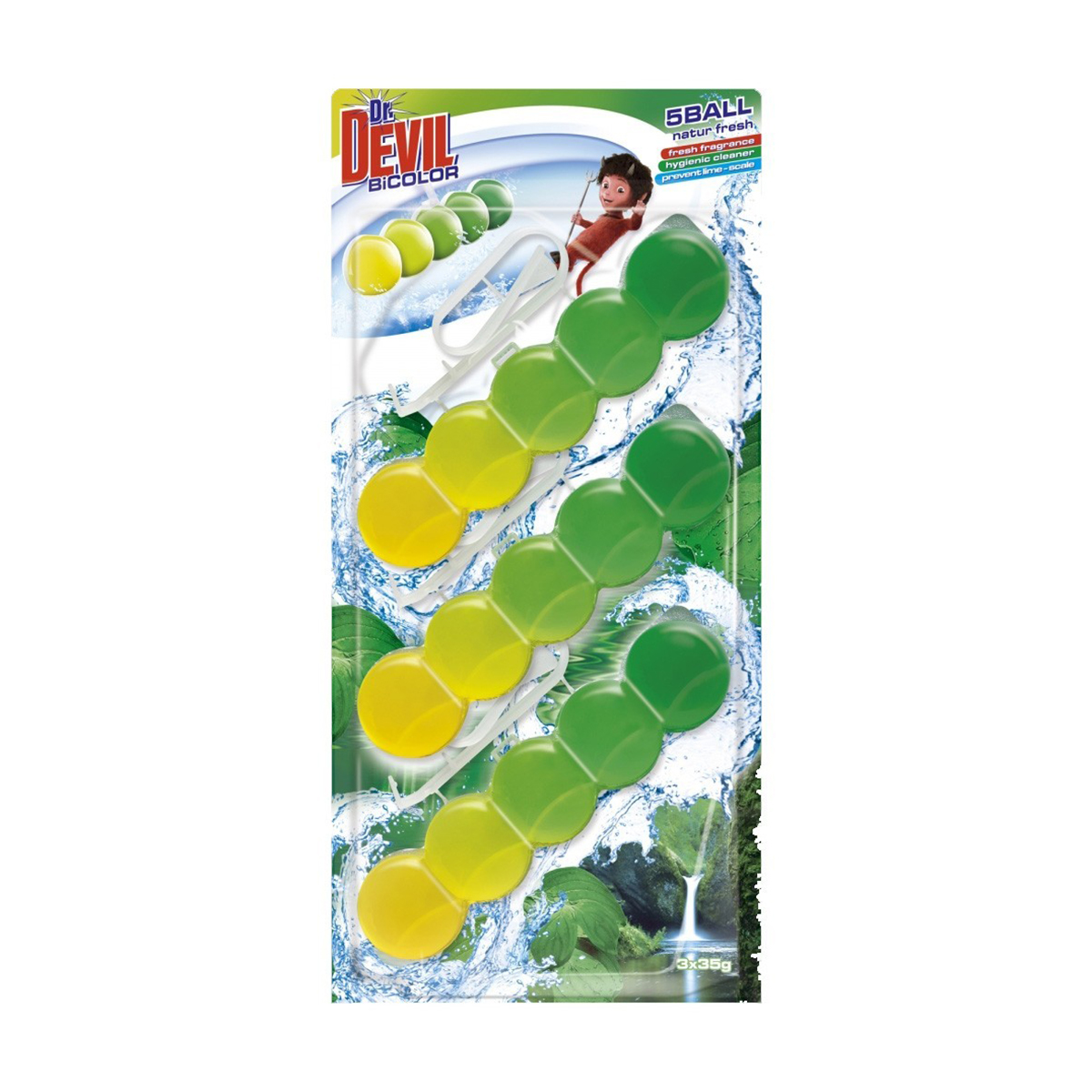 Туалетний блок для унітазу Dr. Devil Природна свіжість, 3*35 г